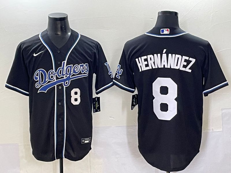 Men 2025 Los Angeles Dodgers #8 Hernandez Black Three generations Fashion Nike MLB Jersey style 7043